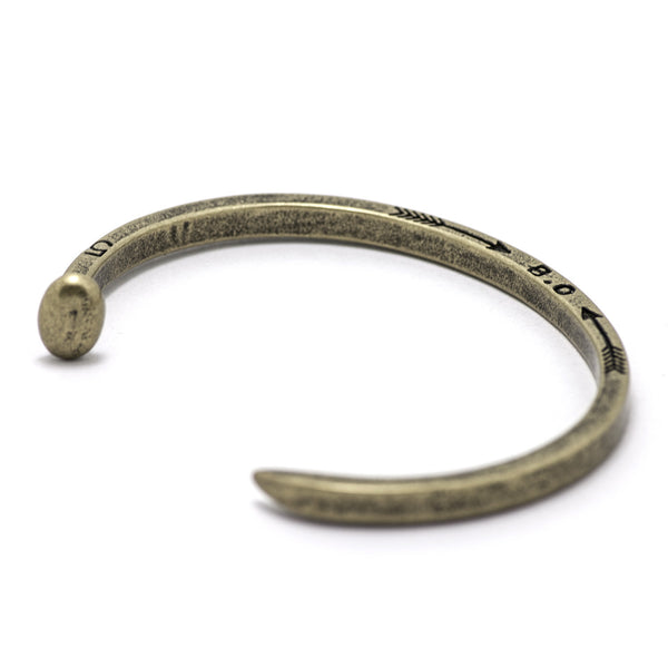 Skinny Railroad Spike Cuff, Antique Brass - BIJOUONE