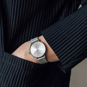 B60 Watch, Silver Case, Silver Dial, Silicone Strap