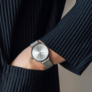 B60 Watch, Silver Case, Silver Dial, Silicone Strap