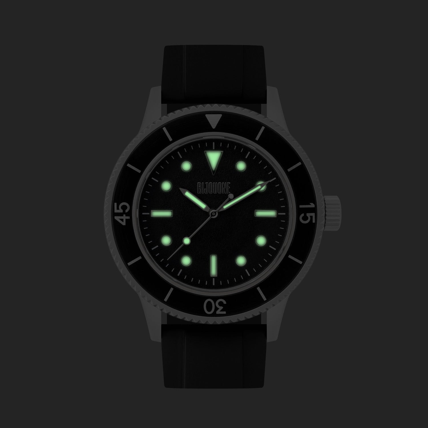 C01 Watch, Matte Silver Case, Black Dial, Sapphire Crystal Glass, Luminous, Nylon Strap