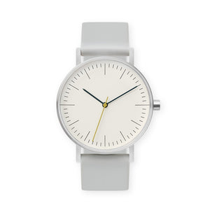 B001 Watch, Silver Case, Off White Dial, Silicone Strap - 0002-Light Grey - BIJOUONE