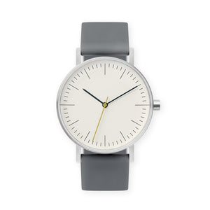 B001 Watch, Silver Case, Off White Dial, Silicone Strap - 0003-Grey - BIJOUONE