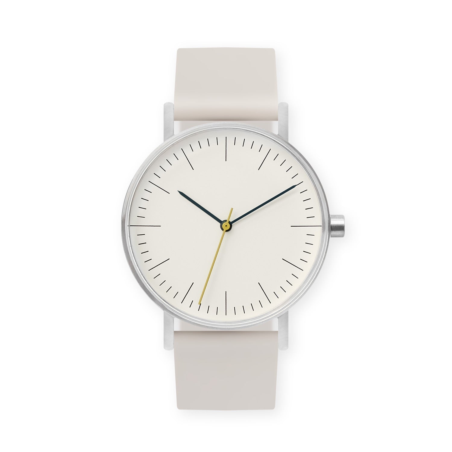 B001 Watch, Silver Case, Off White Dial, Silicone Strap - 0001-White - BIJOUONE
