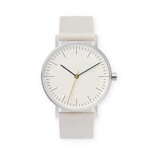 B001 Watch, Silver Case, Off White Dial, Silicone Strap - 0005-Ivory - BIJOUONE