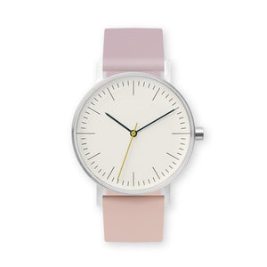 B001 Watch, Silver Case, Off White Dial, Two-tone Silicone Strap