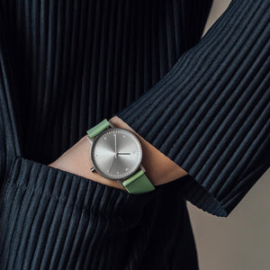 B60 Watch, Silver Case, Silver Dial, Silicone Strap