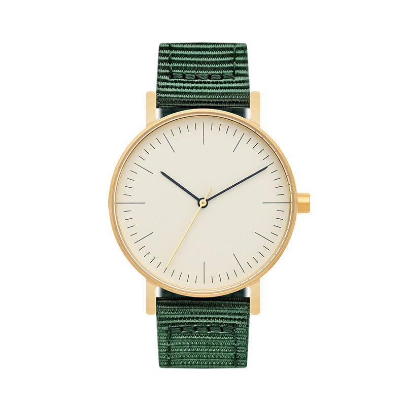 B001 Watch, Gold Case, Off White Dial, Nylon Strap