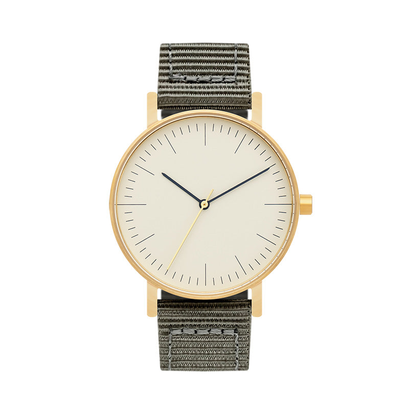 B001 Watch, Gold Case, Off White Dial, Nylon Strap - Gray