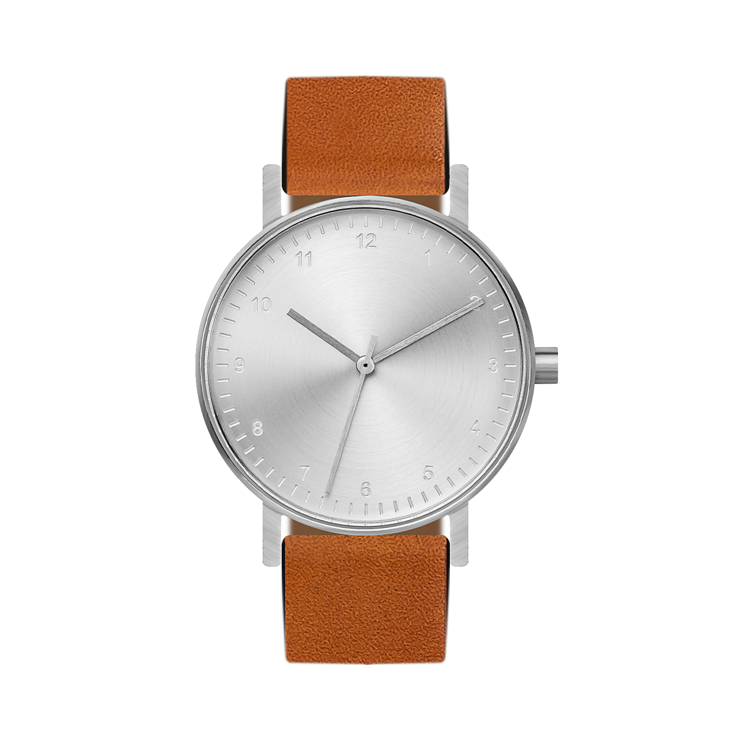 B60 Watch, Silver Case, silver Dial, Leather Strap - Tan