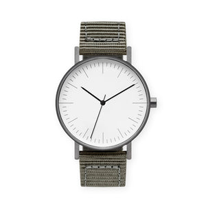 B001 Watch, Gunmetal Case, White Dial, Nylon Strap