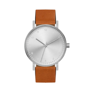 B60 Watch, Silver Case, Silver Dial, Leather Strap