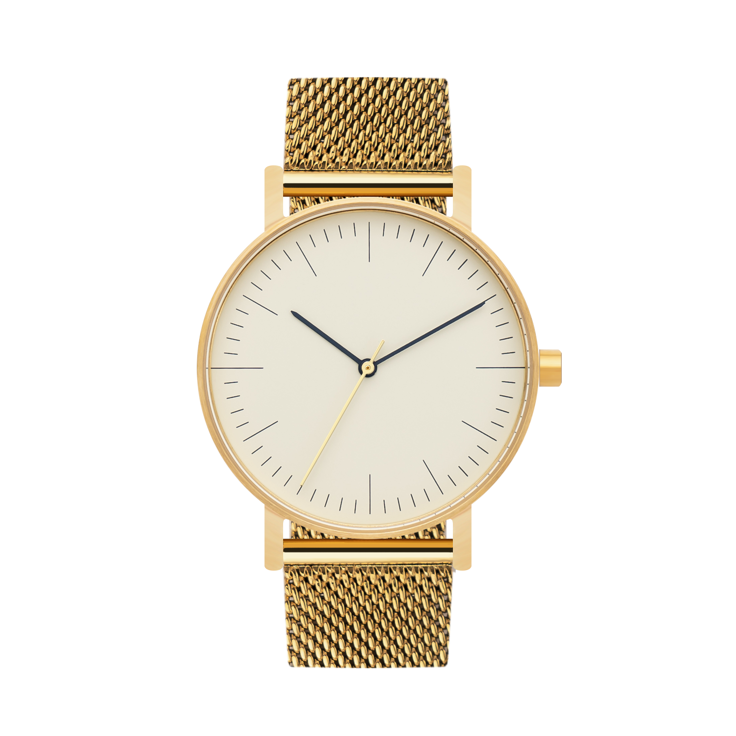 B001 Watch, Gold Case, Off White Dial, Gold Stainless Steel Mesh Strap