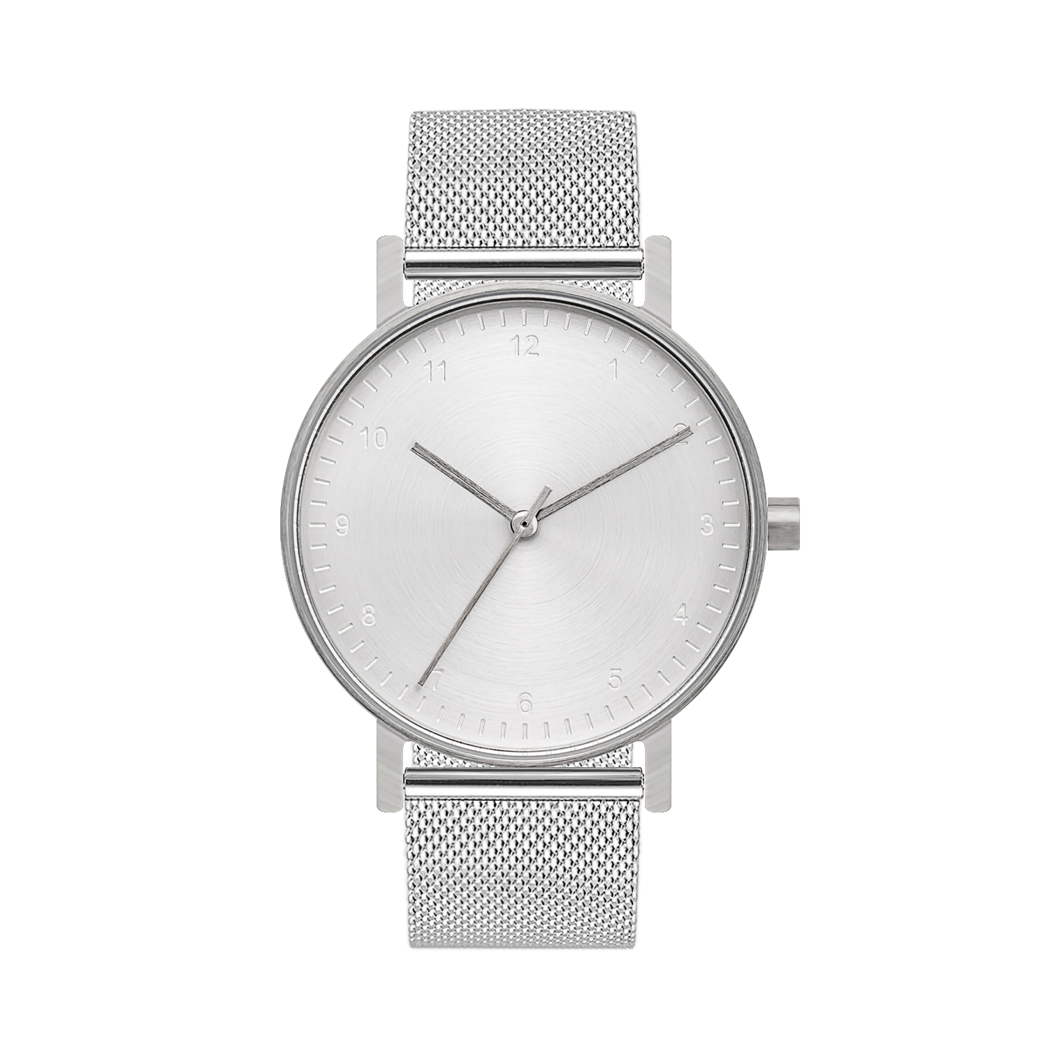 B60 Watch, Silver Case, Silver Dial, Stainless Steel Mesh Strap