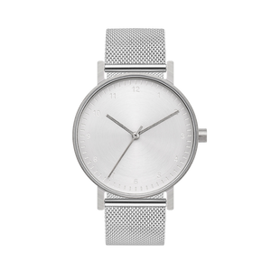 B60 Watch, Silver Case, Silver Dial, Stainless Steel Mesh Strap
