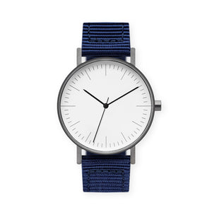 B001 Watch, Gunmetal Case, White Dial, Nylon Strap