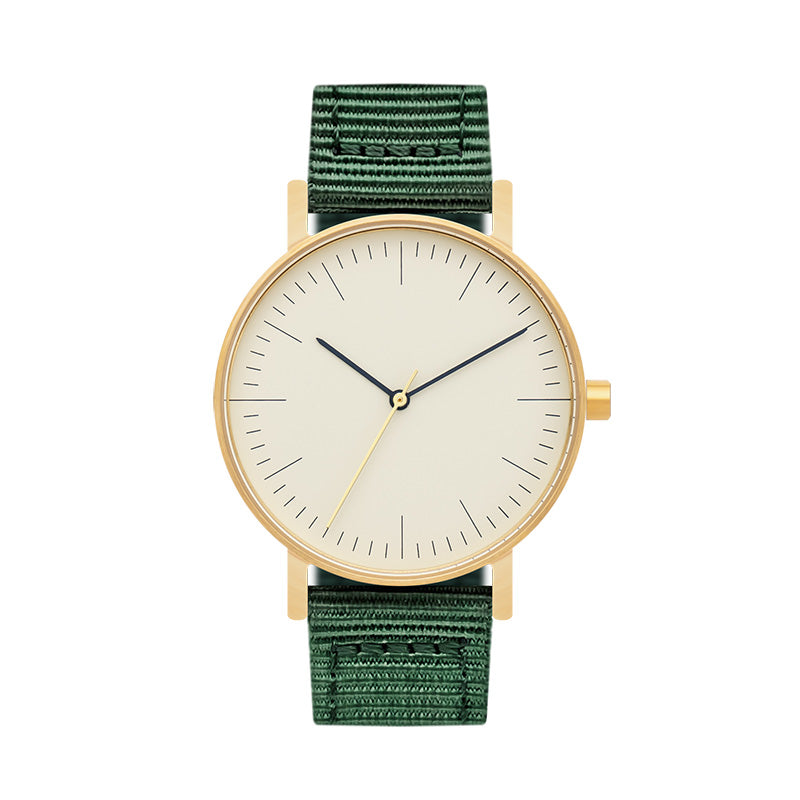 B001 Watch, Gold Case, Off White Dial, Nylon Strap - Green