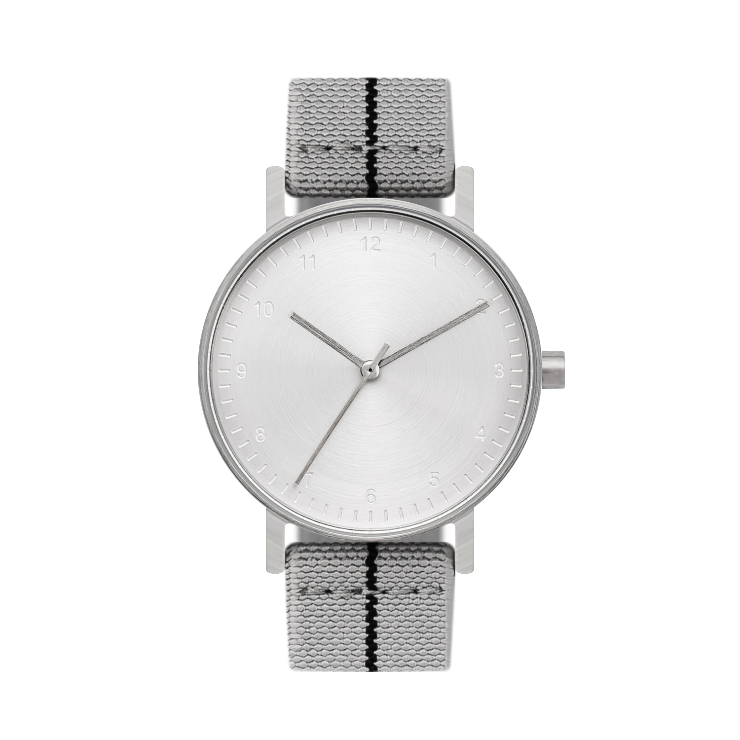 B60 Watch, Silver Case, silver Dial, Stretch Nylon straps - Gray