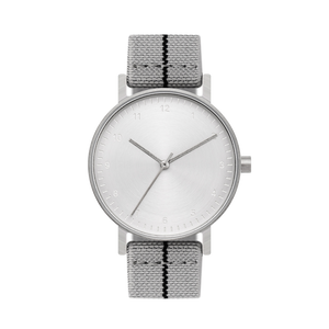 B60 Watch, Silver Case, Silver Dial, Stretch Nylon Strap