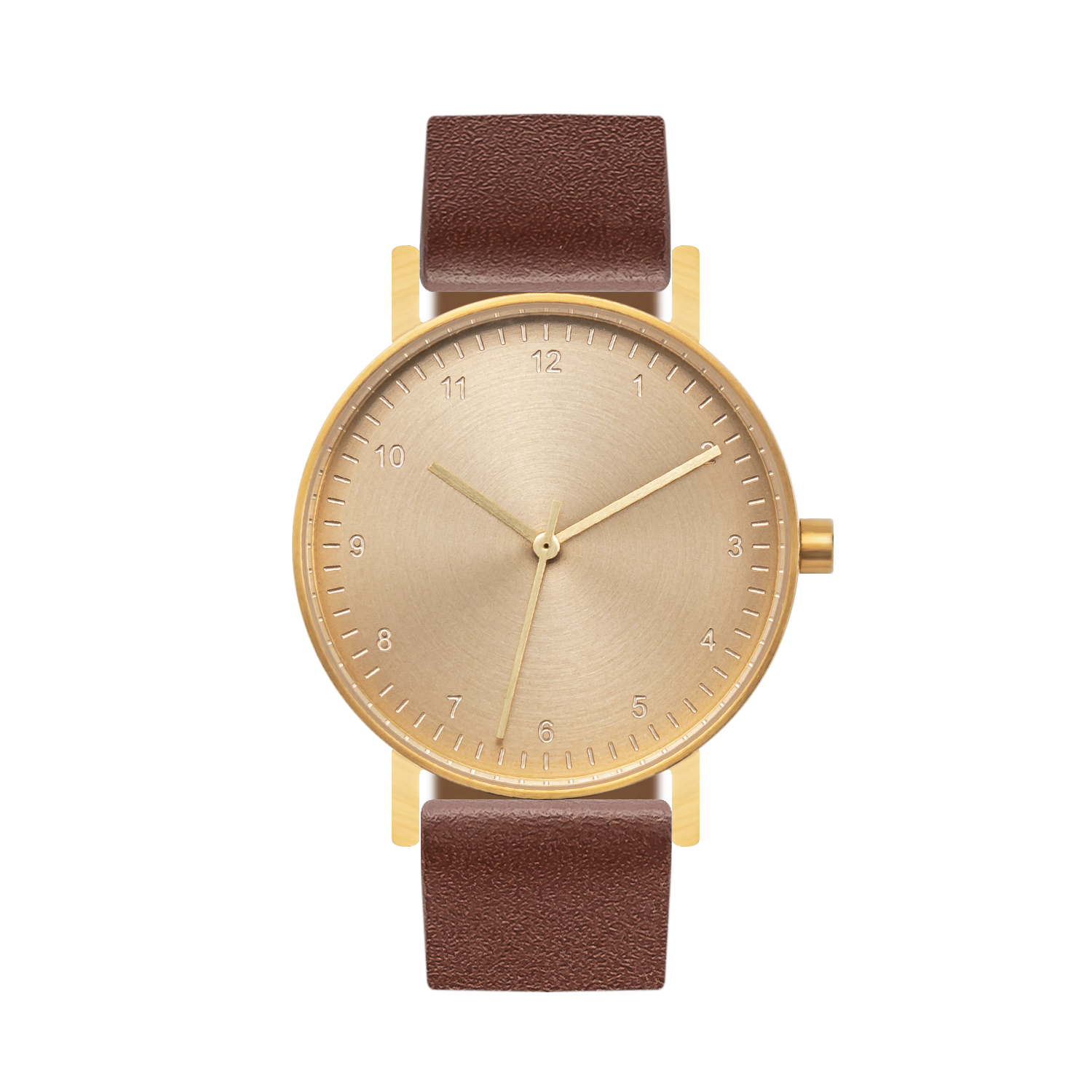 B60 Watch, Gold Case, Gold Dial, Leather Strap