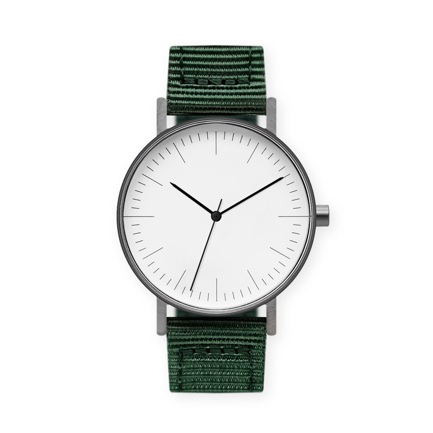 B001 Watch, Gunmetal Case, White Dial, Nylon Strap