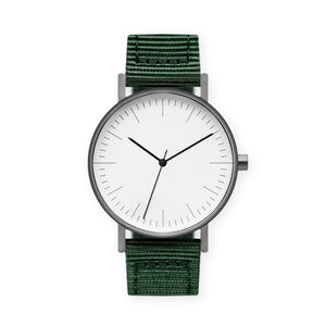 B001 Watch, Gunmetal Case, White Dial, Nylon Strap