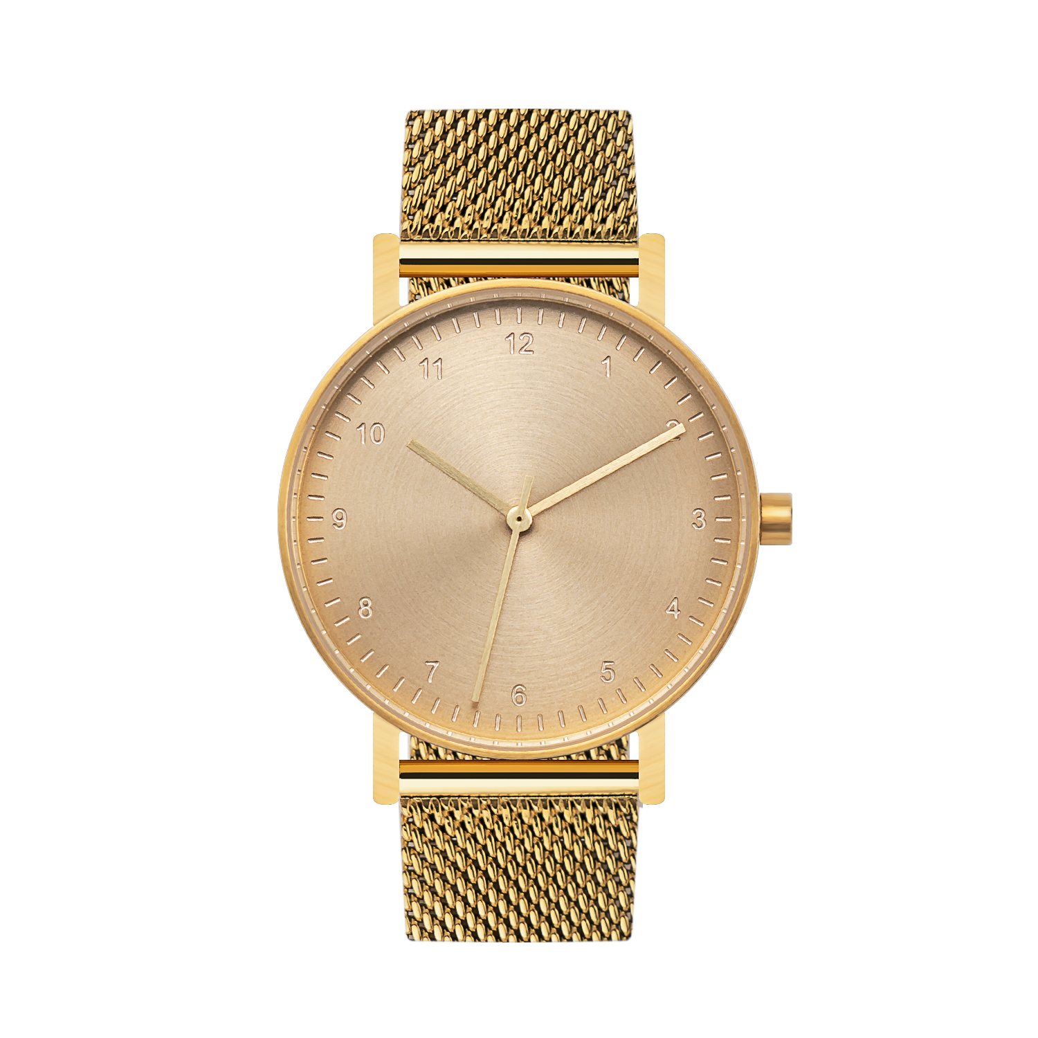 B60 Watch, Gold Case, Gold Dial, Stainless Steel Mesh Strap