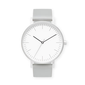 B001 Watch, Silver Case, White Dial, Silicone Strap - 0002-Light Grey - BIJOUONE