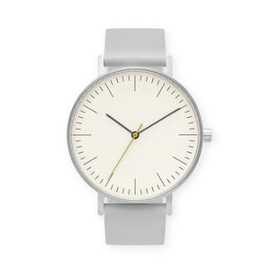 B001 Watch, Silver Case, Off White Dial, Silicone Strap - 0002-Light Grey - BIJOUONE