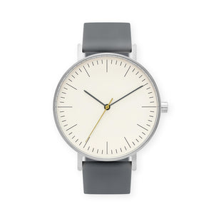 B001 Watch, Silver Case, Off White Dial, Silicone Strap - 0003-Grey - BIJOUONE