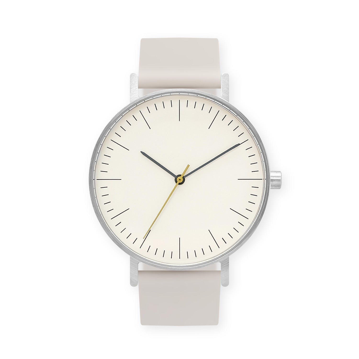 B001 Watch, Silver Case, Off White Dial, Silicone Strap - 0001-White - BIJOUONE