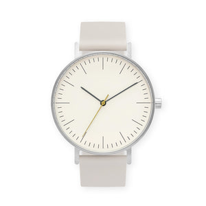 B001 Watch, Silver Case, Off White Dial, Silicone Strap - 0005-Ivory - BIJOUONE