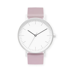 B001 Watch, Silver Case, White Dial, Silicone Strap - 0015-Lavender - BIJOUONE