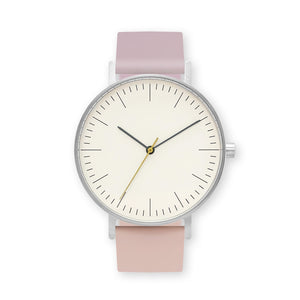 B001 Watch, Silver Case, Off White Dial, Two-tone Silicone Strap