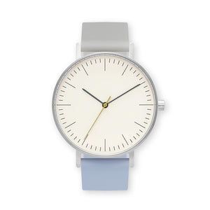 B001 Watch, Silver Case, Off White Dial, Two-tone Silicone Strap