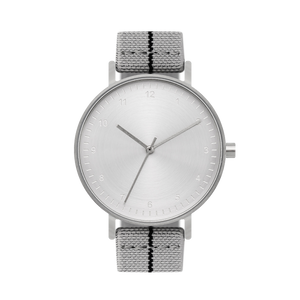 B60 Watch, Silver Case, Silver Dial, Stretch Nylon Strap