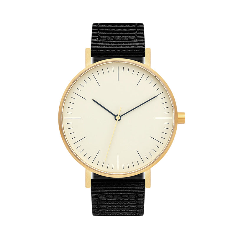 B001 Watch, Gold Case, Off White Dial, Nylon Strap - Black