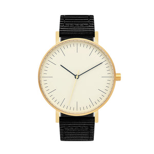B001 Watch, Gold Case, Off White Dial, Nylon Strap - Black