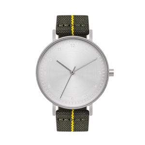B60 Watch, Silver Case, Silver Dial, Stretch Nylon Strap