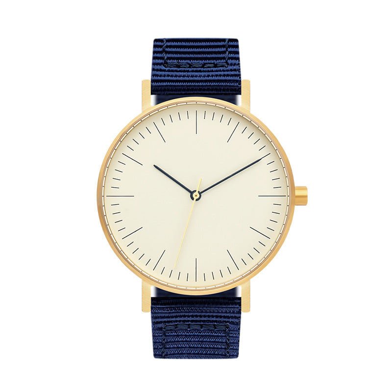B001 Watch, Gold Case, Off White Dial, Nylon Strap - Navy