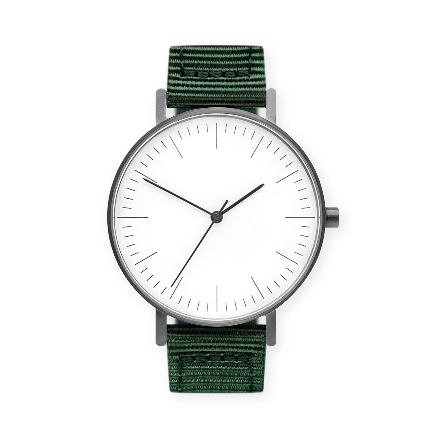 B001 Watch, Gunmetal Case, White Dial, Nylon Strap