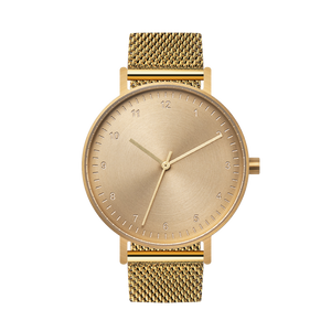 B60 Watch, Gold Case, Gold Dial, Stainless Steel Mesh Strap