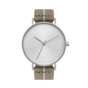 B60 Watch, Silver Case, Silver Dial, Stretch Nylon Strap