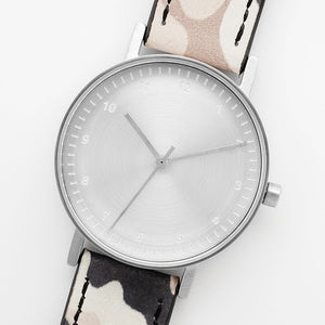 B60 Watch, Silver Case, Silver Dial, Leather Strap