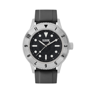 C01 Watch, Brushed Silver Case, Black Dial, Sapphire Crystal Glass, Luminous, Fluoroelastomer Strap