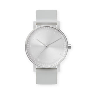 B60 Watch, Silver Case, Silver Dial, Silicone Strap