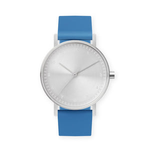 B60 Watch, Silver Case, Silver Dial, Silicone Strap