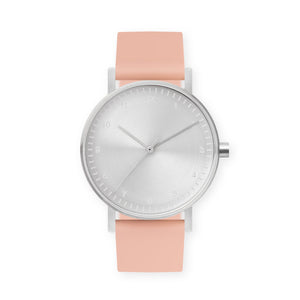 B60 Watch, Silver Case, Silver Dial, Silicone Strap