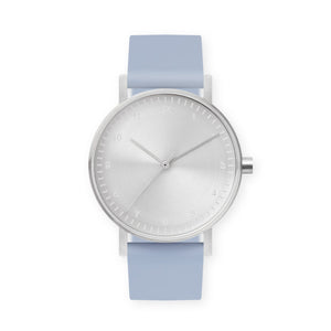 B60 Watch, Silver Case, Silver Dial, Silicone Strap