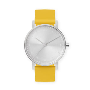 B60 Watch, Silver Case, Silver Dial, Silicone Strap