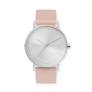 B60 Watch, Silver Case, Silver Dial, Silicone Strap